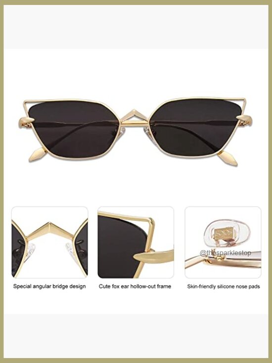 Metal Frame Cateye Sunglasses with UV400 Protection and Silicone Nose Pads main image 5